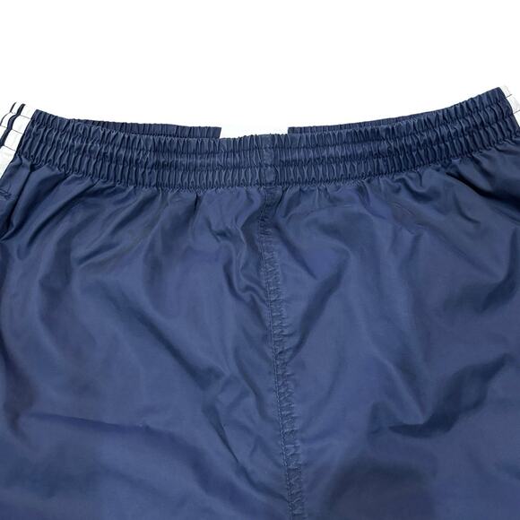 Vintage Adidas Track Pants Large Navy Blue Unlined White Stripes Ankle Zippers - Picture 7 of 9